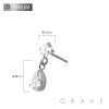 IMPLANT GRADE TITANIUM THREADLESS PUSH IN ROUND BEZEL TEAR DROP DANGLE CZ TOP PART
